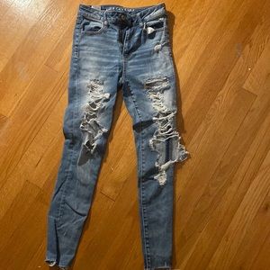 American Eagle brand skinny ripped jeans, high waisted, size 0 short